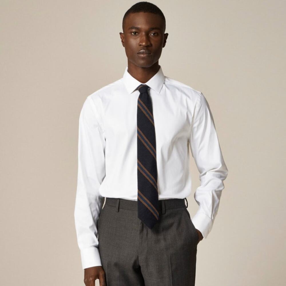 J.Crew Classic Bowery Performance Dress Shirt Mens M White Stretch Spread Collar